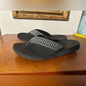 Chic Black Silver Studded Women's Sandals Sz 8